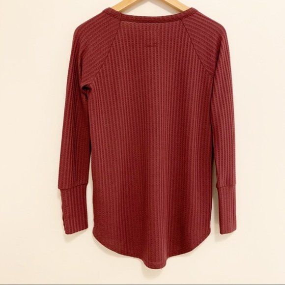 Chaser Waffle Scoop Neck Button Sleeve Thermal Top S - Picture 2 of 6